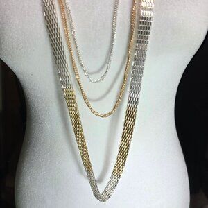 Layered Multi-Strand Chain Necklace mixed tone Lobster Clasp womens jewelry glam